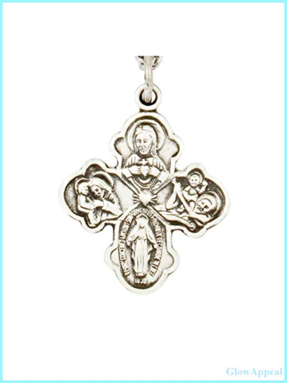 Sterling Silver Petite 4-Way Cross Catholic Pendant Necklace 18 Inch First